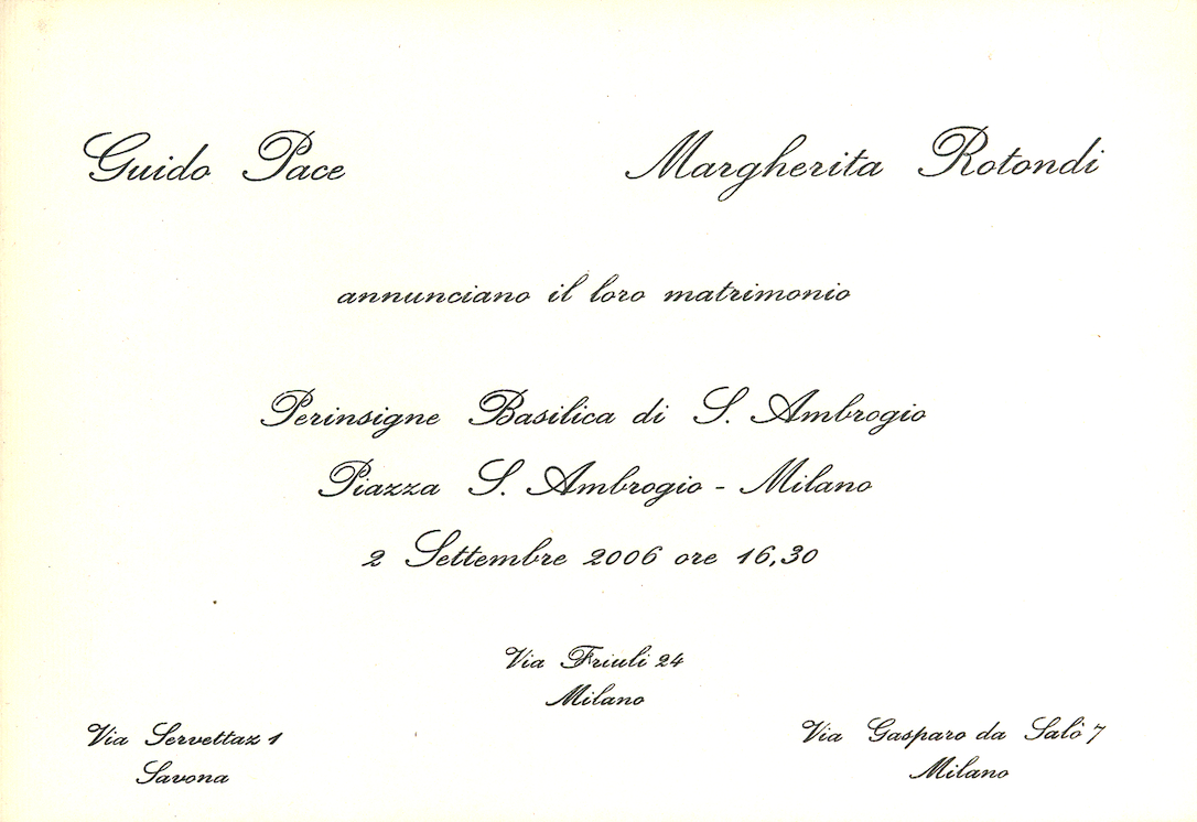Invito al matrimonio dell'amica Margherita